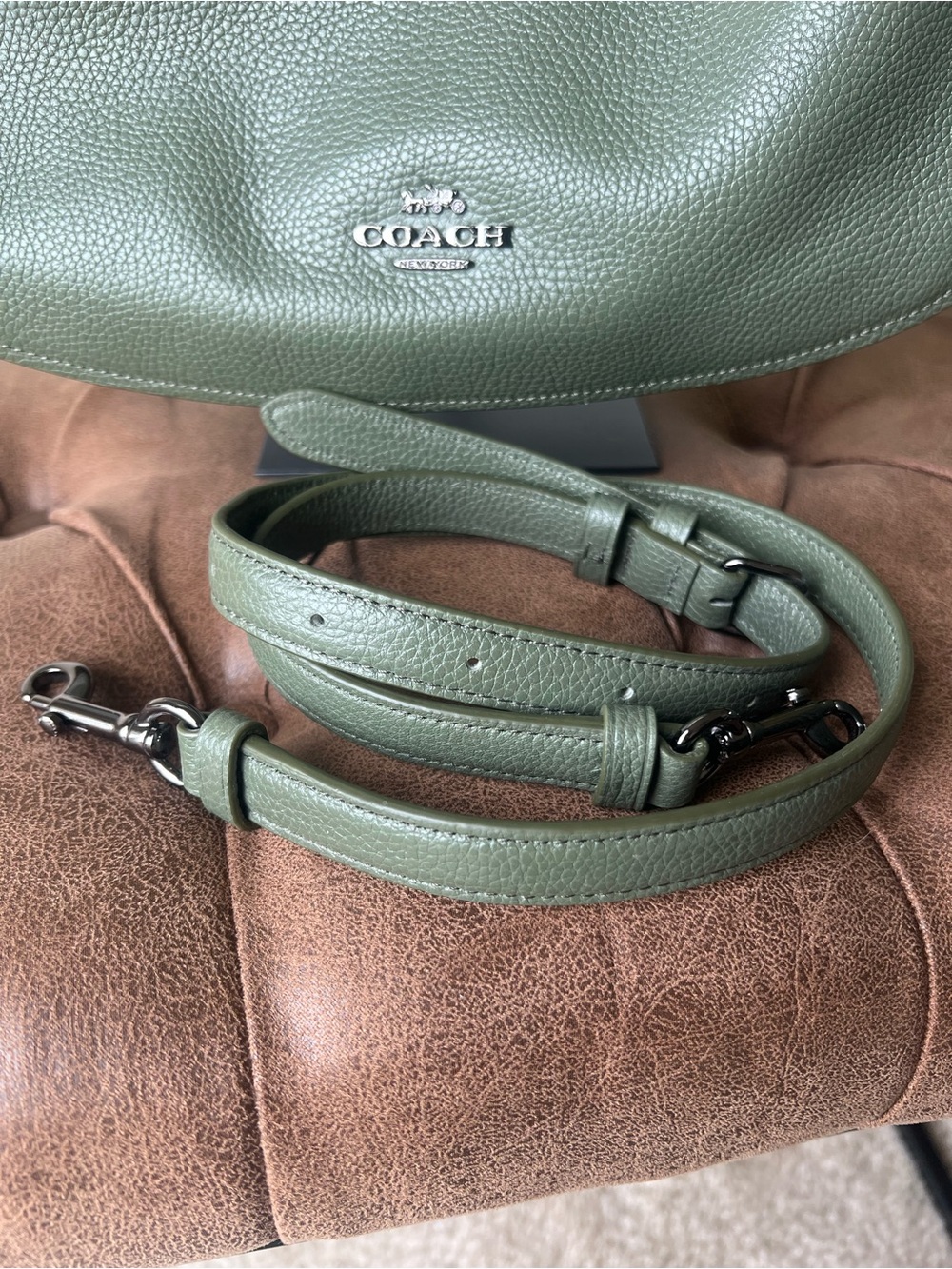 Coach Pebbled Leather Hobo Bag in Olive Surplus Green Style F33000 - Picture 14 of 14